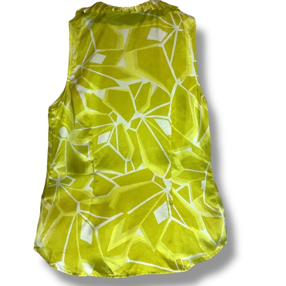 New York & Co Ruffle Front Sleeveless Blouse Geometric Corporate Regency Sz 14‎ - Picture 2 of 7